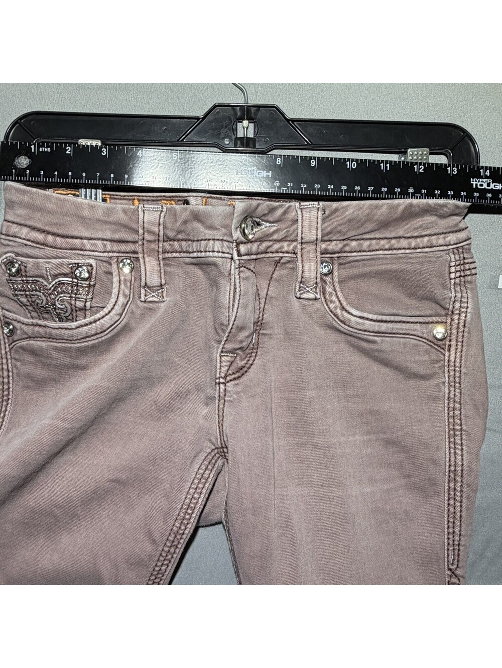 💕Rock Revival Margie Skinny Jeans Size 26 (27x30) Rose Colored Distressed💕 - Picture 4 of 10